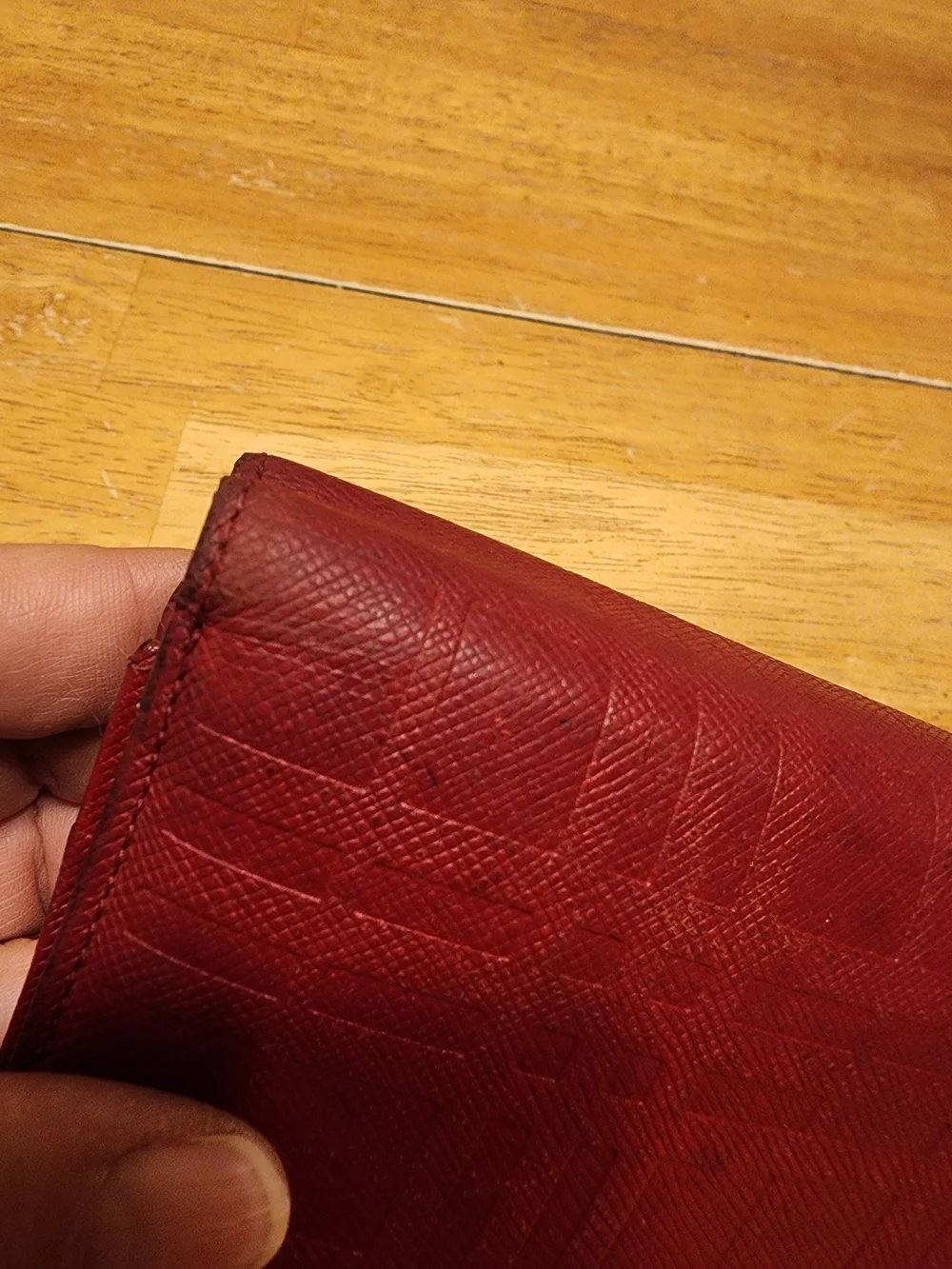 Burberry red embossed